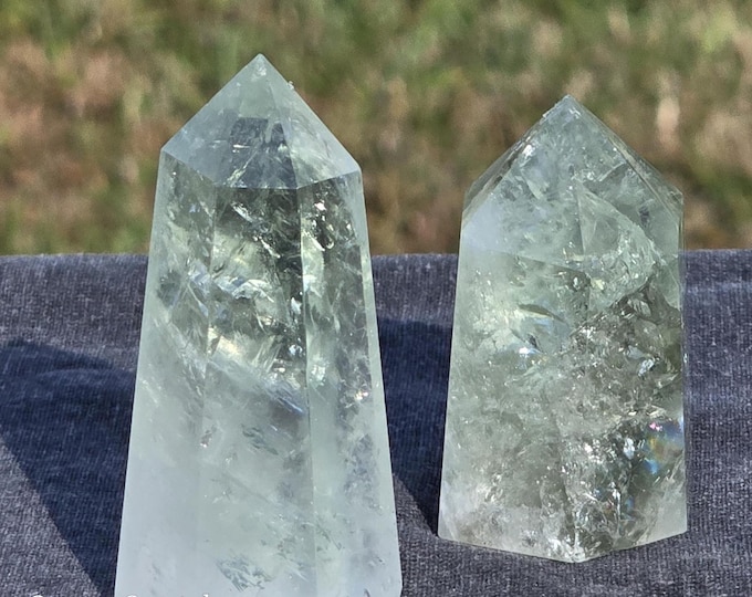 Prasiolite Green Amethyst Crystal Towers