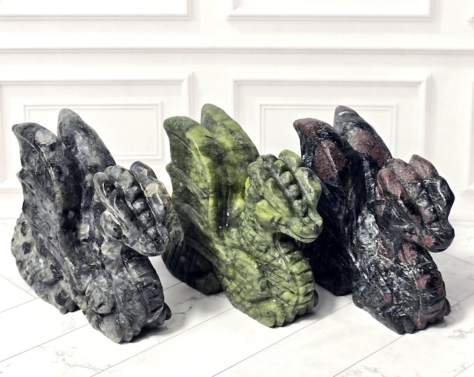 Crystal Winged Dragon Carvings