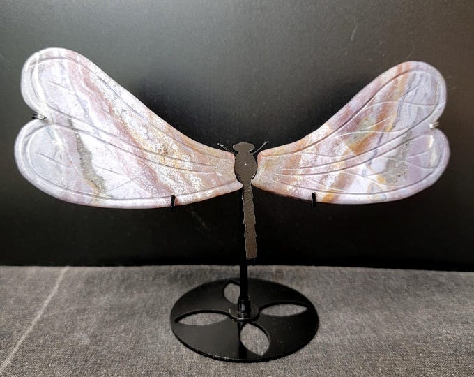 Purple Ocean Jasper Crystal Dragonfly Wings
