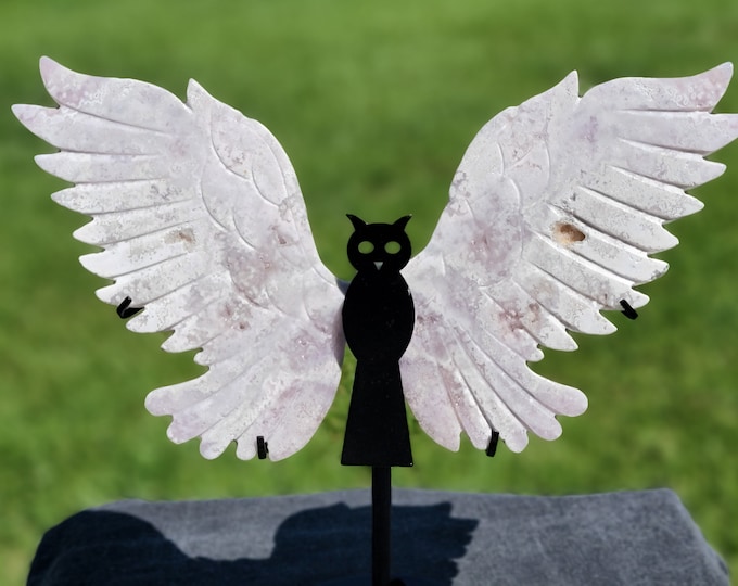 Pink Amethyst Crystal Owl Wings