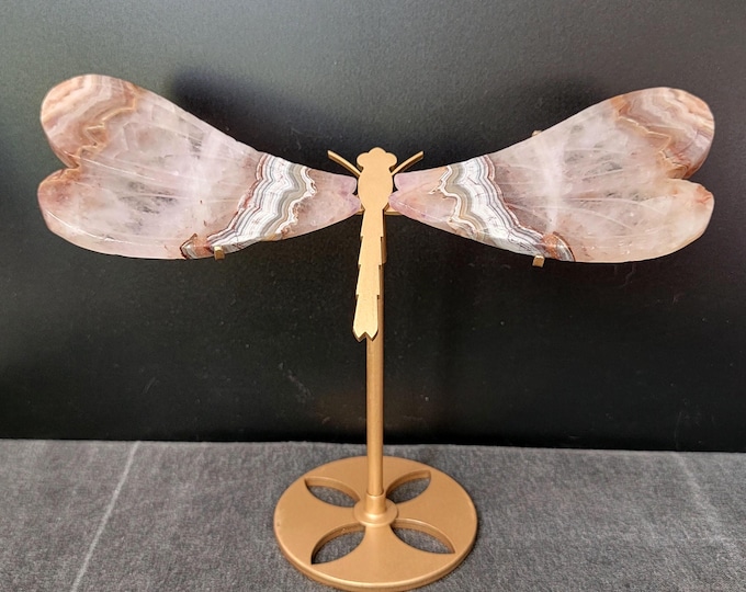 Amethyst Crazy Lace Agate Crystal Dragonfly Wings