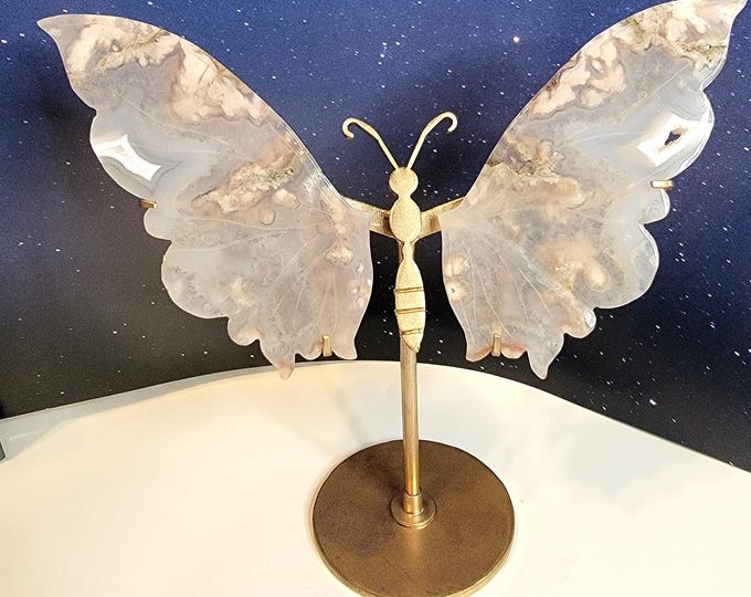Flower Agate Crystal Butterfly Wings