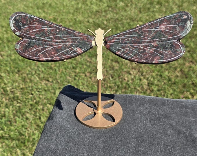Plum Blossom Jasper Crystal Dragonfly Wings