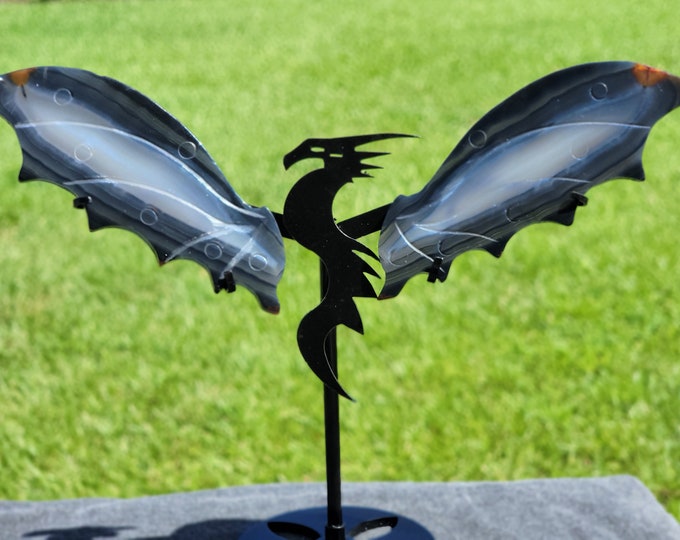 Black Agate Crystal Dragon Wings