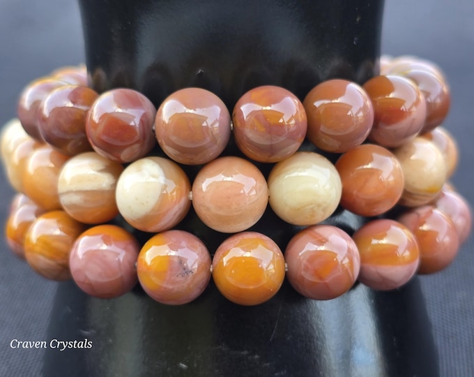 Mango Alashan Agate Crystal Beaded Bracelets