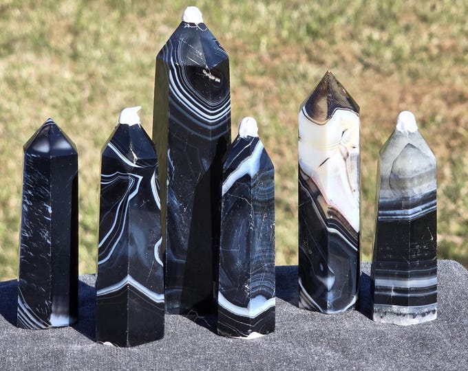 Black Agate Crystal Towers