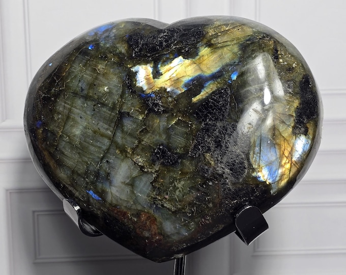 Large Labradorite Crystal Heart Carving * AS IS