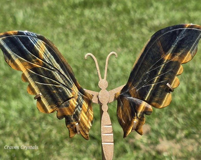 Blue Tigers Eye Crystal Butterfly Wings