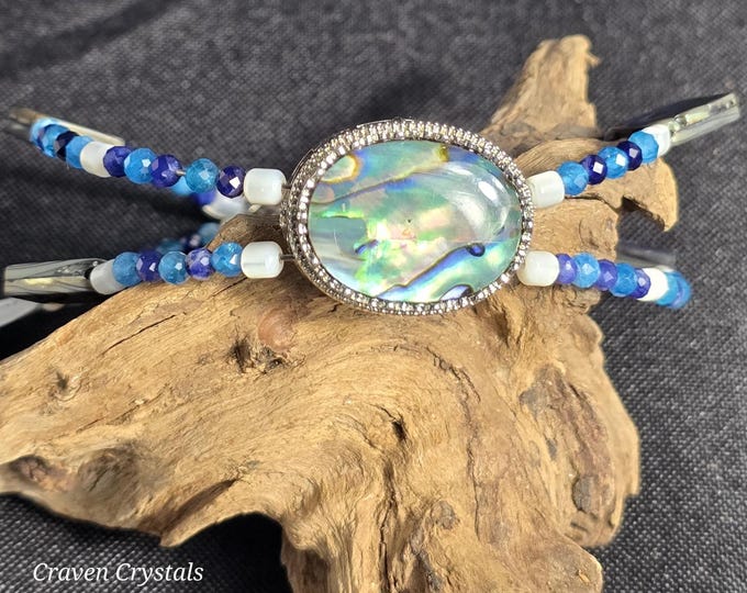 Abalone Shell, Sodalite and Blue Apatite Custom Crystal Bracelet ~ Nautical Whispers