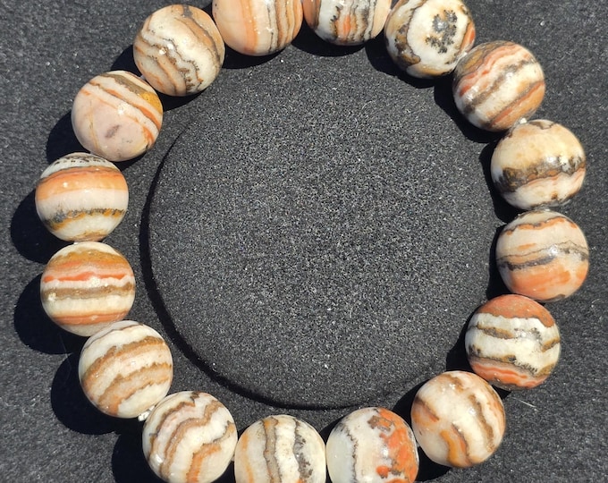 Orange Zebra Jasper Crystal Beaded Bracelet