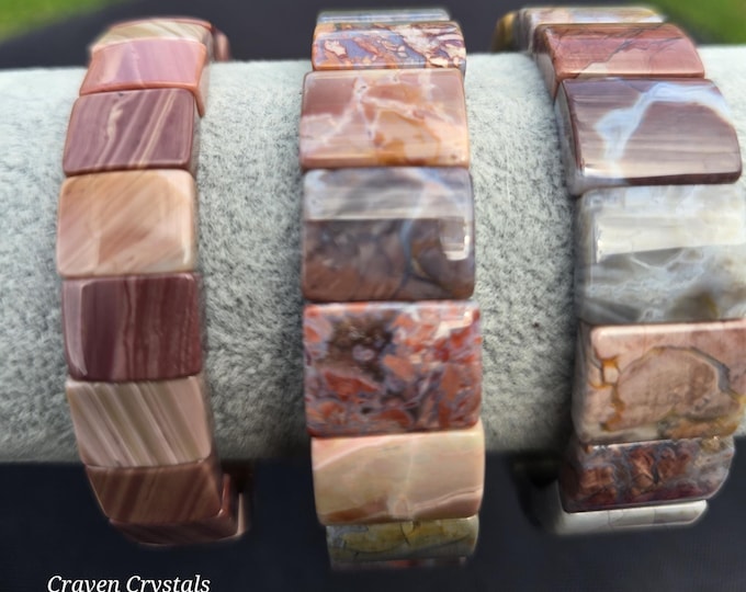 Alashan Agate Crystal Soft Bangle Bracelets