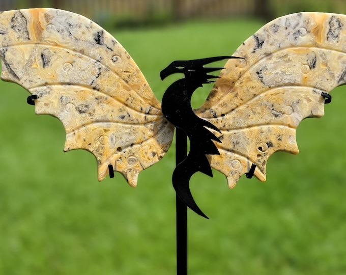 Yellow Crazy Lace Agate Crystal Dragon Wings