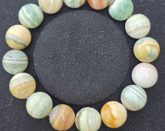 Banded Planet Alashan Agate 13mm Crystal Beaded Bracelet