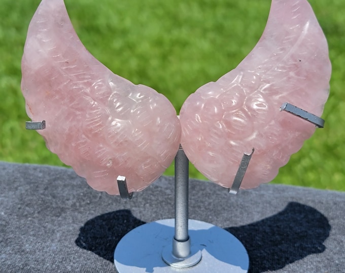 Rose Quartz Crystal Angel Wings