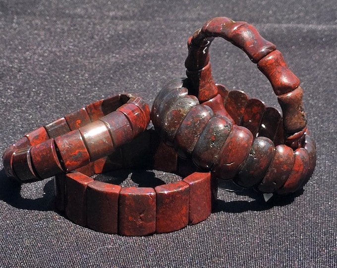Red Jasper with Hematite Crystal Soft Bangle Bracelets
