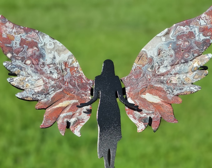 Red Mexican Crazy Lace Agate Crystal Angel Wings