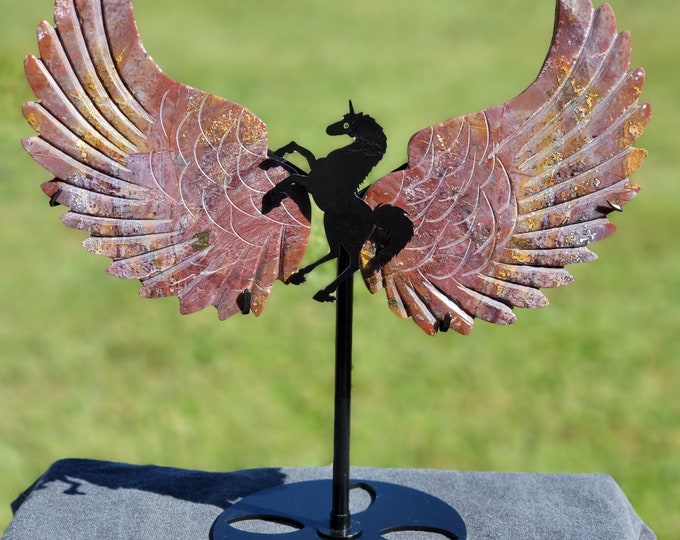 Ocean Jasper Crystal Unicorn Pegasus Wings