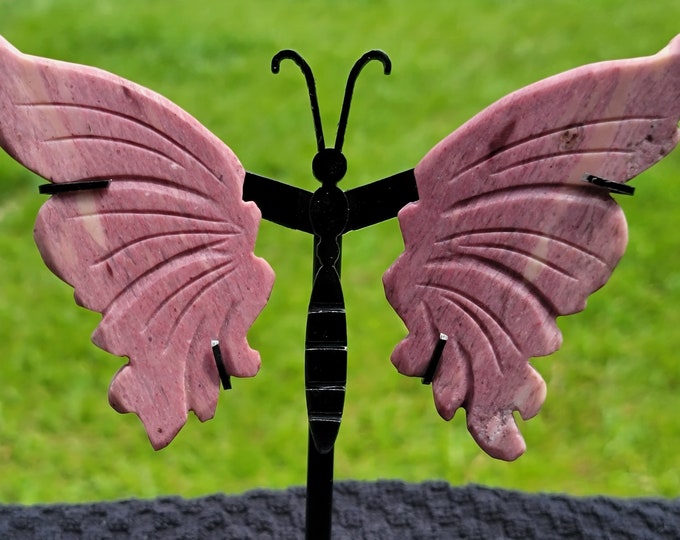 Pink Jasper Crystal Butterfly Wings