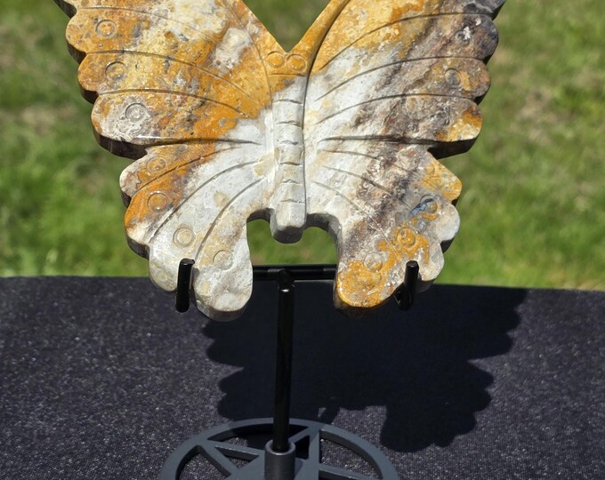 Yellow Jasper Crystal Butterfly with Stand