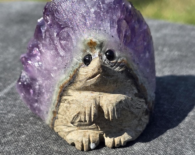 Amethyst Hedgehog Crystal Cluster Carving