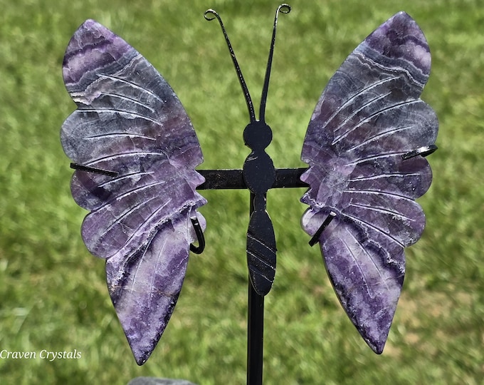 Purple Silk Fluorite Crystal Butterfly Wings