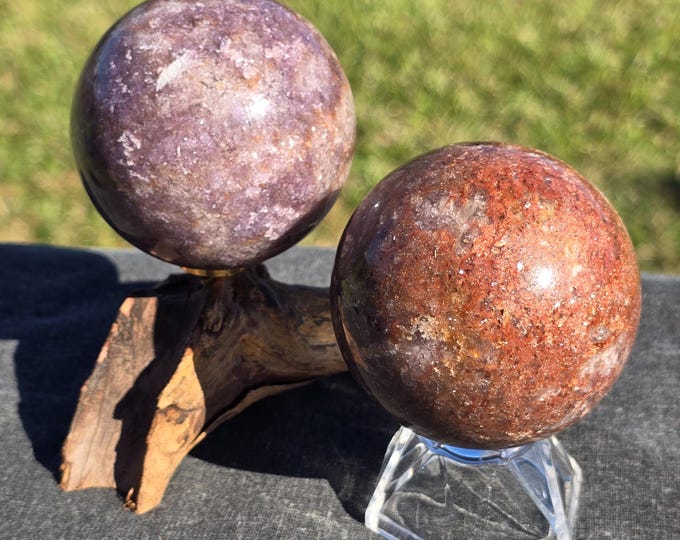 Red & Purple Mica Lepidolite Crystal Sphere
