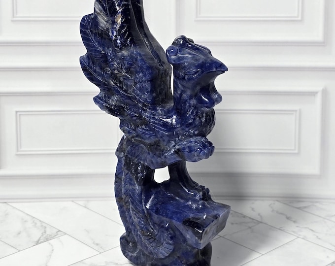 Sodalite Crystal Phoenix Carving
