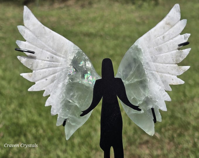 Green Sugar Fluorite Crystal Angel/Fairy Wings