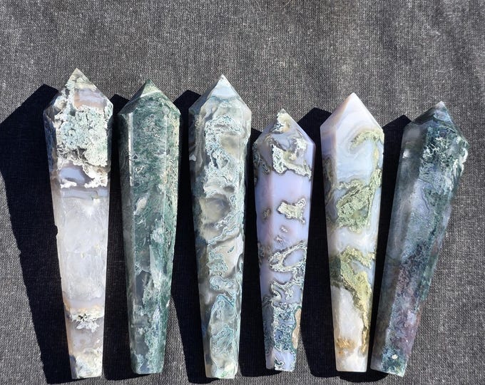 Moss Agate Crystal Wands