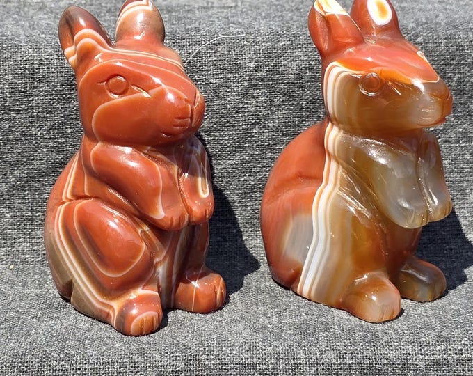 Carnelian Crystal Rabbit Carvings