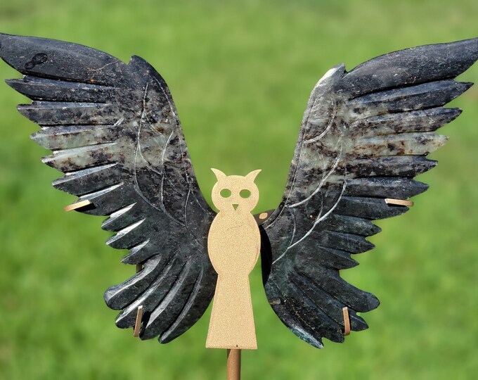 Black and Gold Mica Crystal Owl Wings