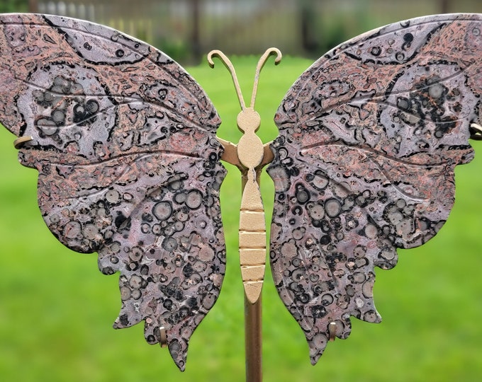 Leopard Skin Jasper Crystal Butterfly Wings