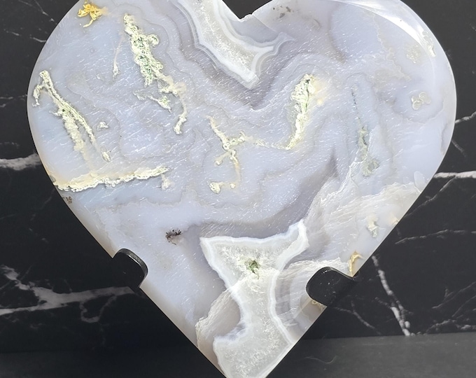 Moss Agate Crystal Heart Carving