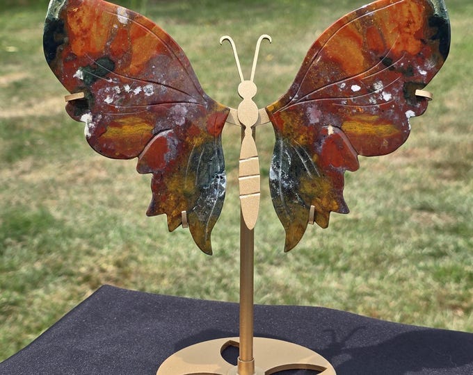 Colorful Ocean Jasper Crystal Butterfly Wings