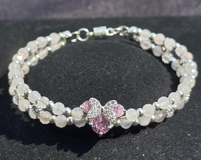 Rose Quartz Minnie Mouse 'Wish Collection' Custom Crystal Bracelets
