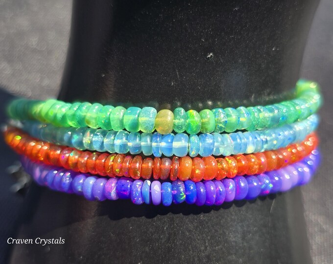 Color Enhanced Ethiopian Opal Crystal Sterling Silver Bracelets