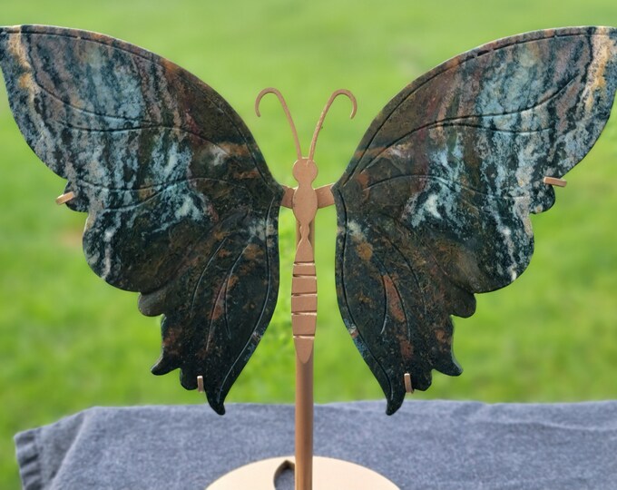 Moss Agate Crystal Butterfly Wings