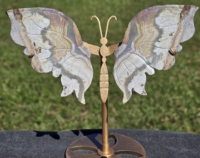 Crazy Lace Agate Crystal Butterfly Wings