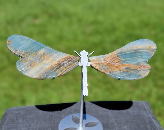 Blue Onyx Crystal Dragonfly Wings