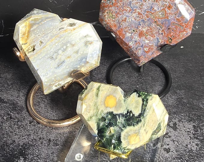 8th Vein Ocean Jasper Crystal Hearts **RARE**