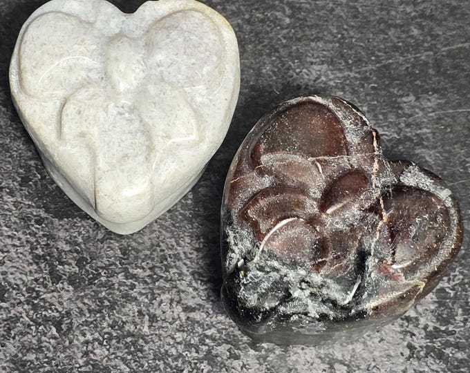 Garnet & Pink Amethyst Crystal Heart Box Carvings
