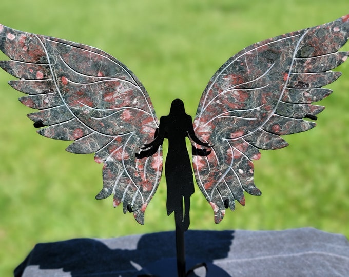 Plum Blossom Jasper Crystal Angel/Fairy Wings