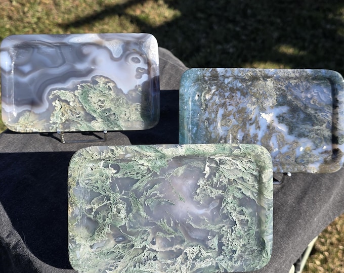 Moss Agate Crystal Rectangular Plates