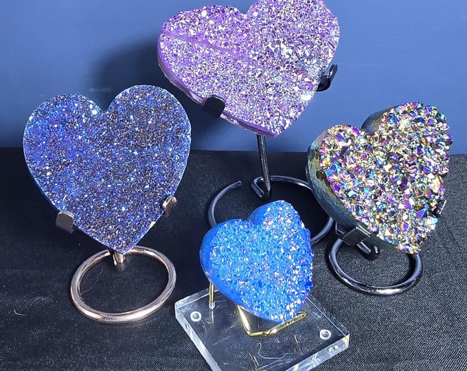 Aura Coated Crystal Hearts