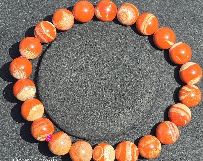 Banded Red Jasper Crystal Beaded Bracelets