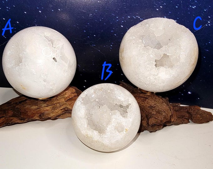Drusy White Agate Sphere