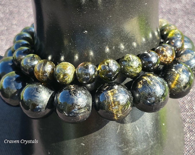 Cat Eye Green Tourmaline Crystal Beaded Bracelets