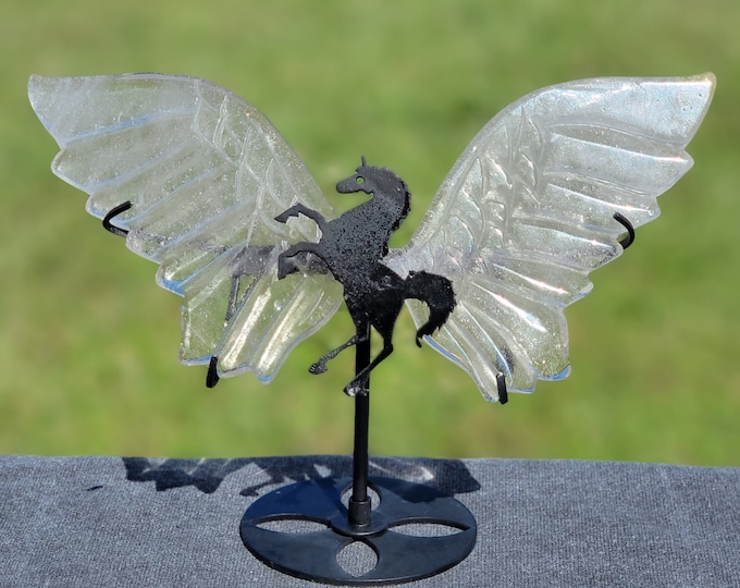 Clear Quartz Crystal Unicorn Pegasus Wings