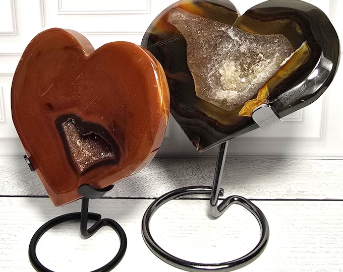 Red Carnelian Sardonyx Agate Crystal Heart Carvings