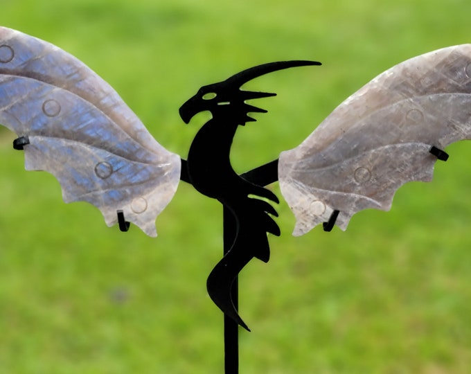 Flashy Moonstone & Sunstone Crystal Dragon Wings